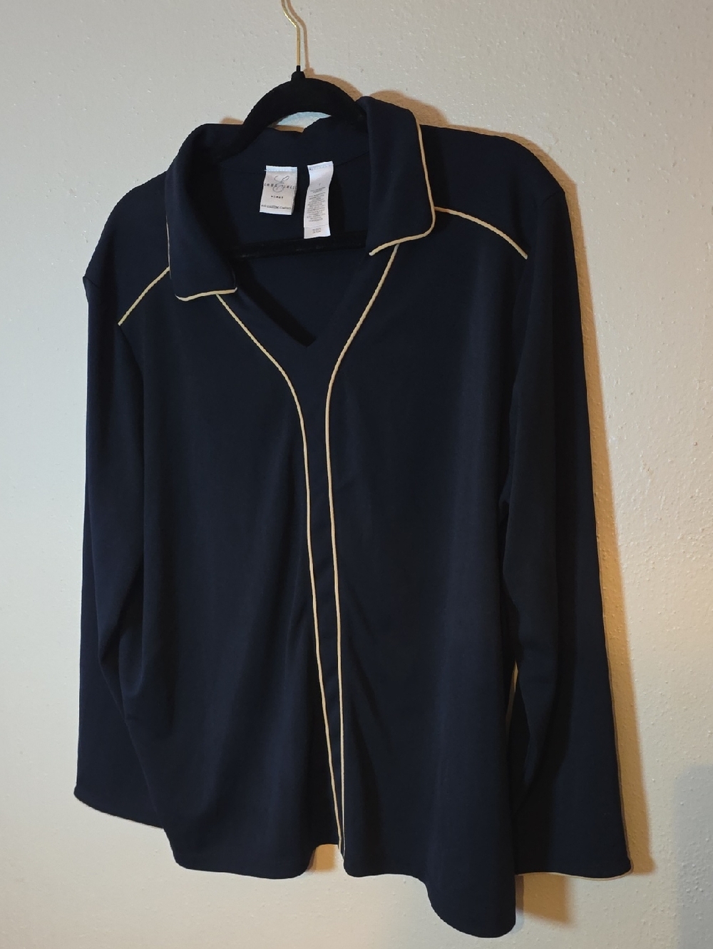 Emma James Navy Top with Cream Trim 1